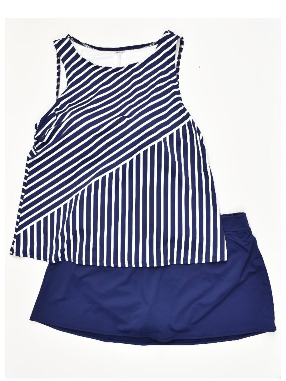 Lands' End Stripe Tankini Swim Skirt Set - 18W